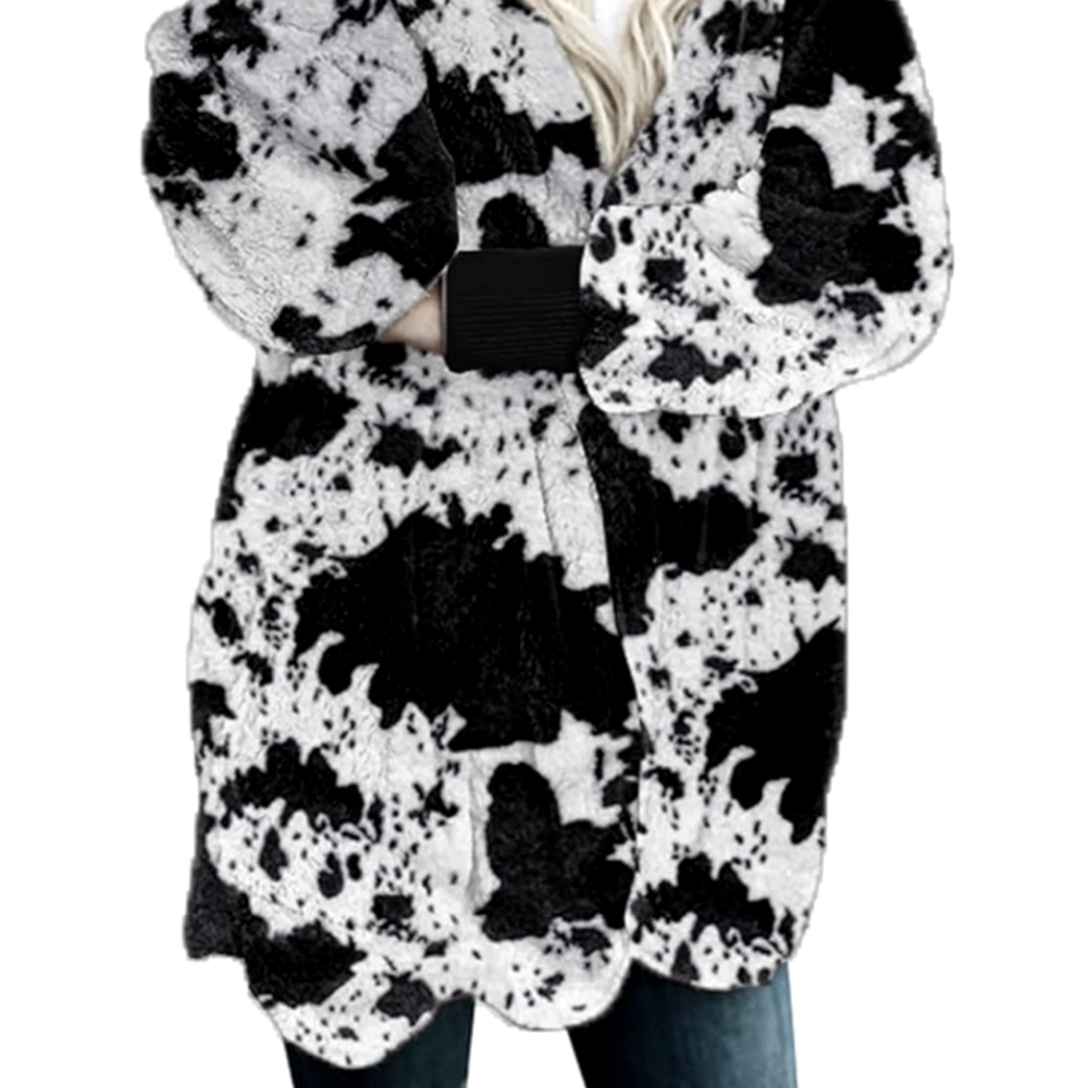 NWOT So cozy oversized grey/black fuzzy hooded cardigan. Patten looks like paint